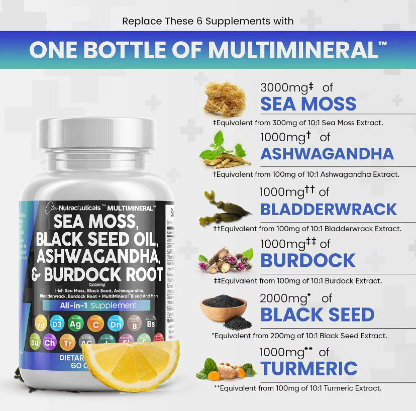 15-in-1 Sea Moss Capsules with Black Seed Oil & Ashwagandha