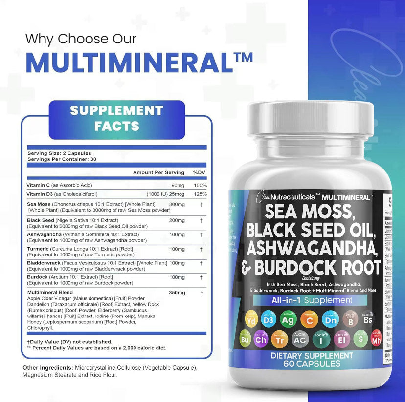 15-in-1 Sea Moss Capsules with Black Seed Oil & Ashwagandha