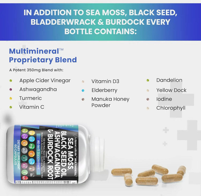 15-in-1 Sea Moss Capsules with Black Seed Oil & Ashwagandha