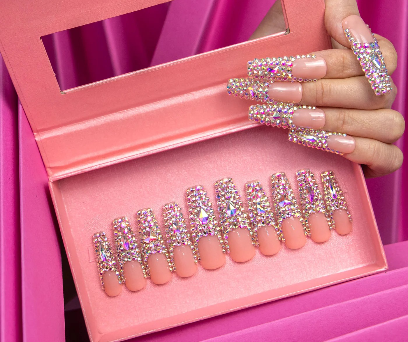 Angel's Tear Rhinestone Handmade Coffin Nails